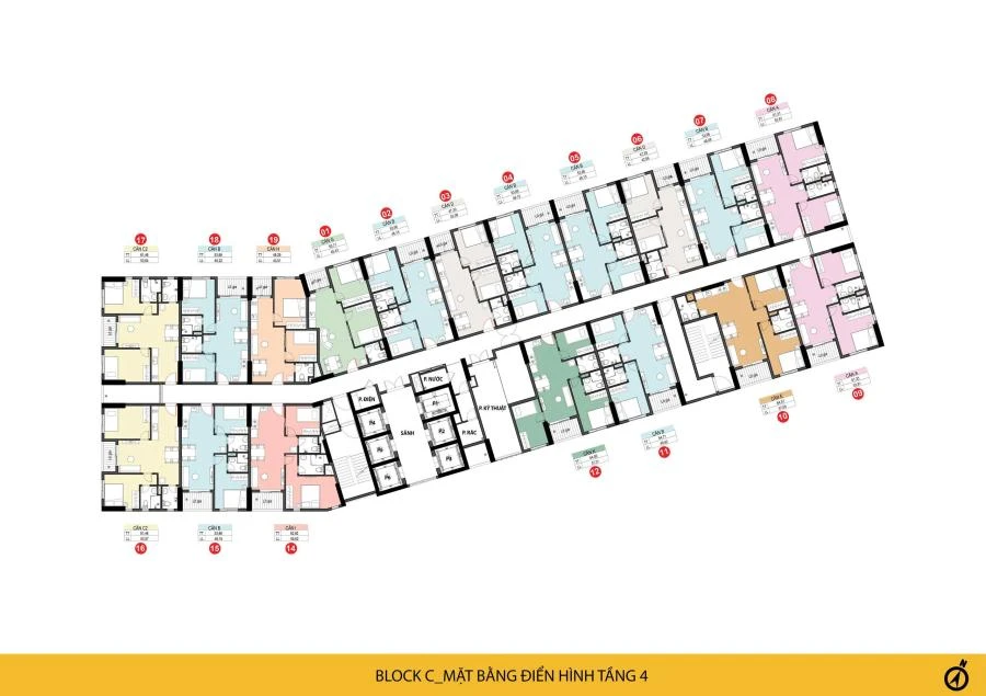 Mặt bằng tầng 4 Tháp C Bcons Solary